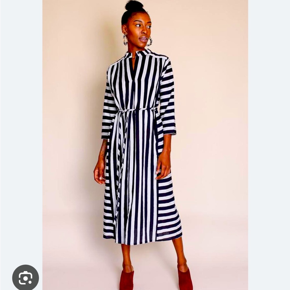 Ace and Jig Casey Dress Medium. Gray and Black stripe kaftan.